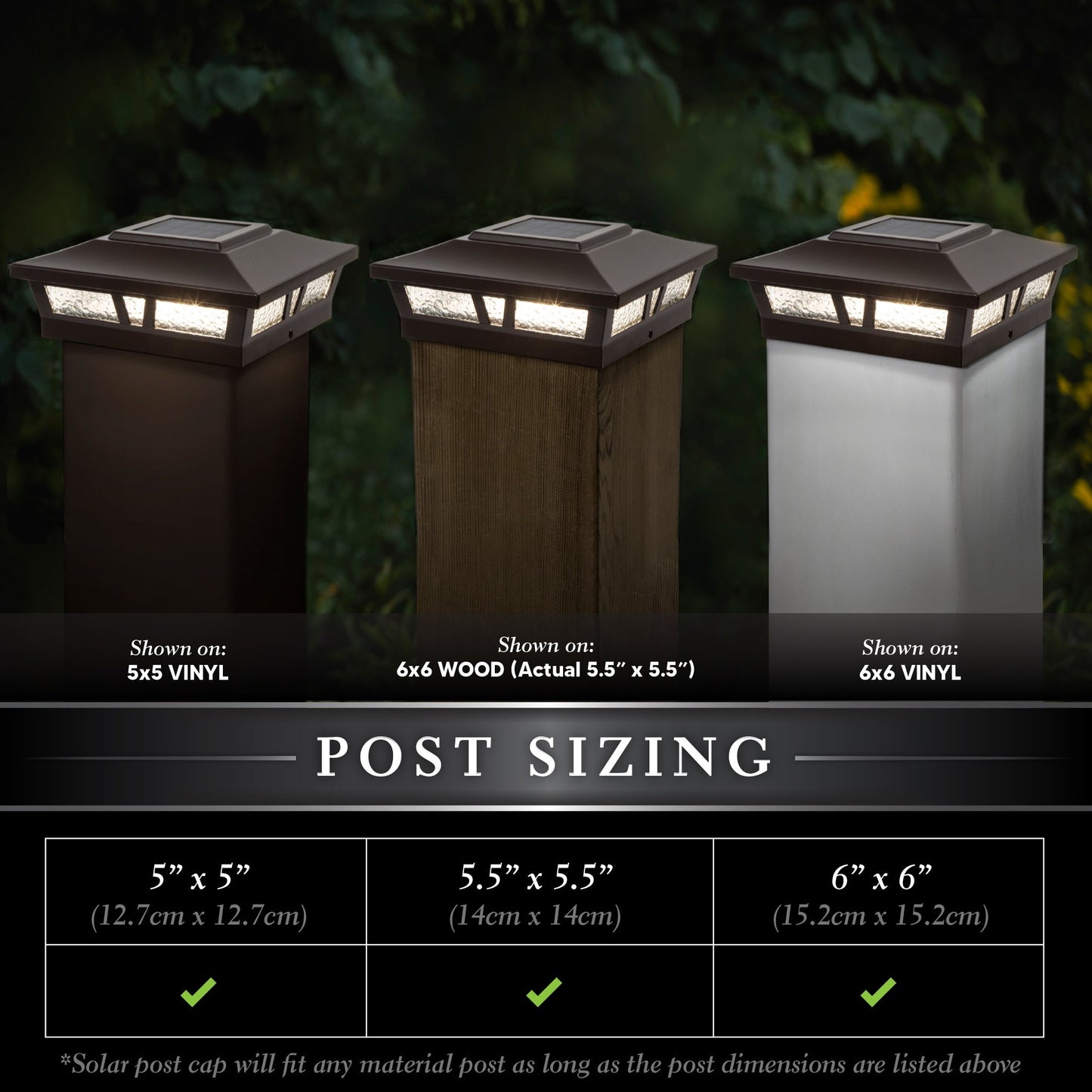 Classy Caps 6-in x 6-in 10-Lumen 1-Watt Brown Solar LED Outdoor Post Cap Light (2700 K)