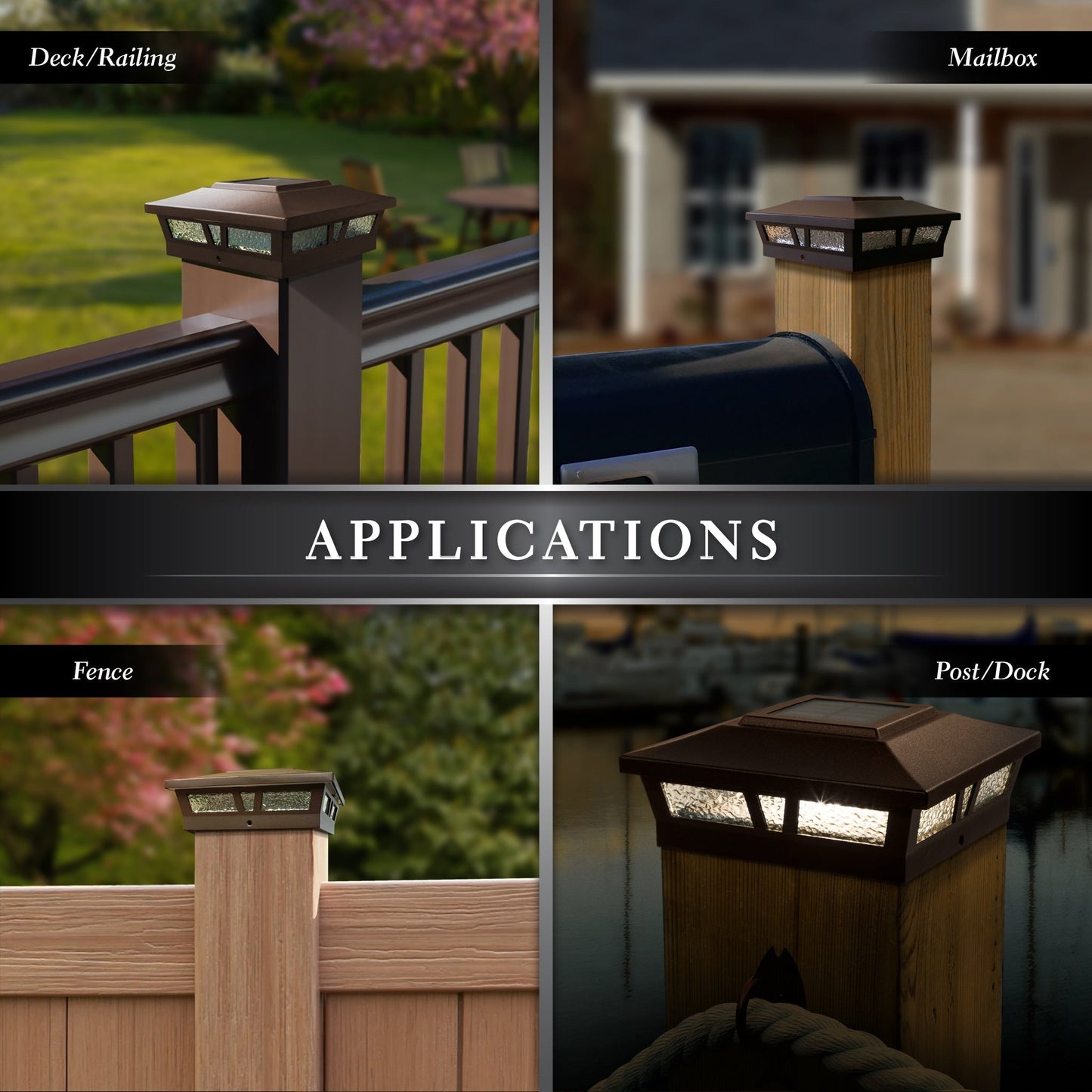 Classy Caps 6-in x 6-in 10-Lumen 1-Watt Brown Solar LED Outdoor Post Cap Light (2700 K)