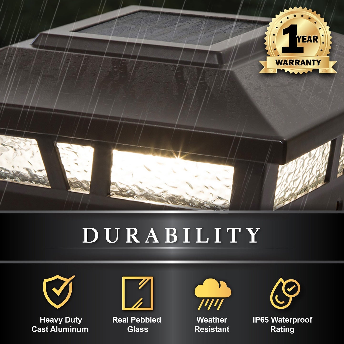 Classy Caps 6-in x 6-in 10-Lumen 1-Watt Brown Solar LED Outdoor Post Cap Light (2700 K)