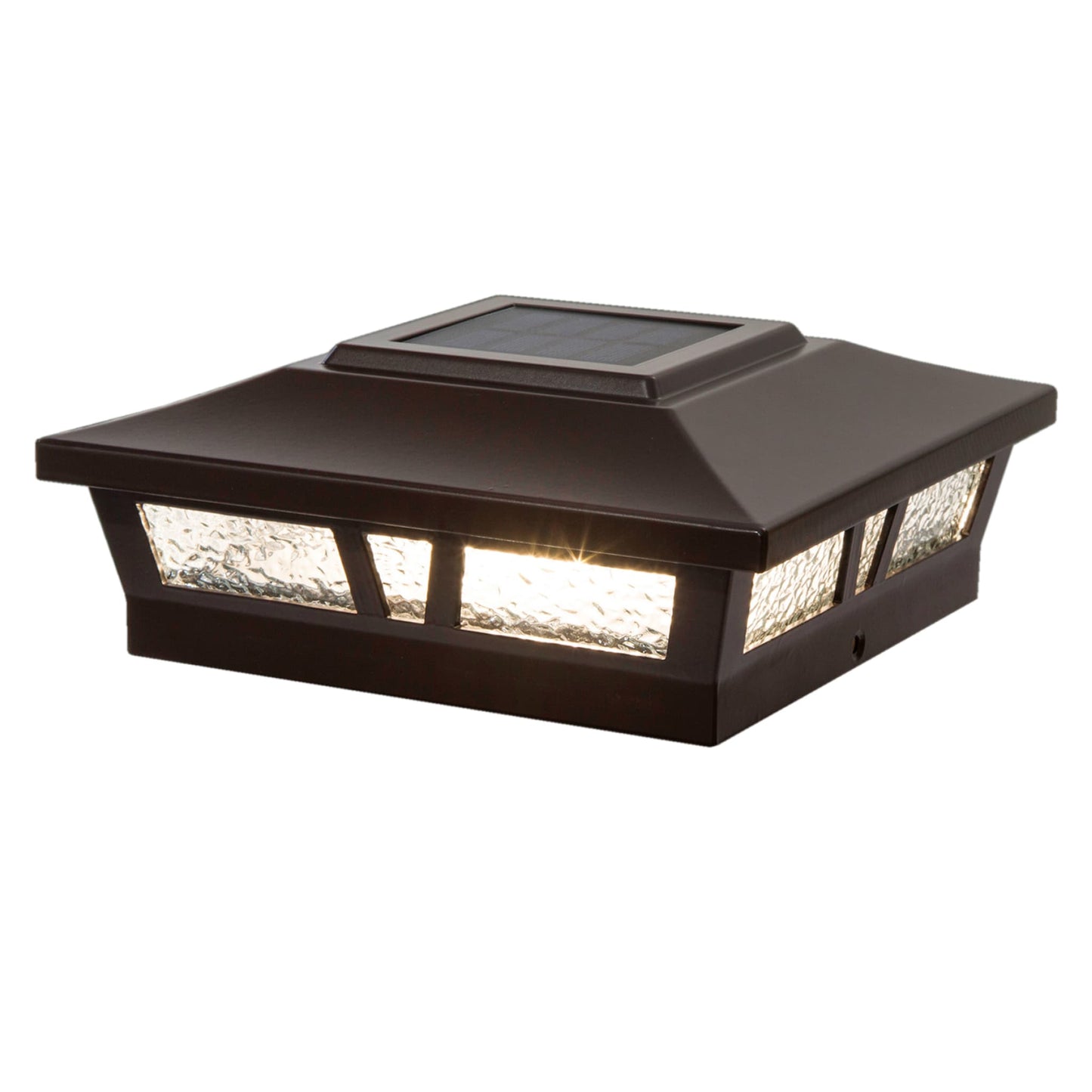 Classy Caps 6-in x 6-in 10-Lumen 1-Watt Brown Solar LED Outdoor Post Cap Light (2700 K)