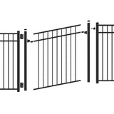 Freedom New Haven 4-1/2-ft H x 3-ft to 5-ft W Black Aluminum Spaced Picket Flat-top Decorative Fence Gate Kit