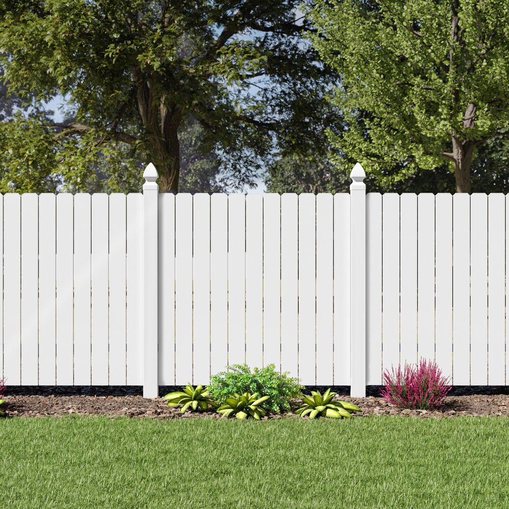 Freedom All American Dogear 6-ft H x 6-ft W White Privacy Vinyl Fence Panel (Assembled)