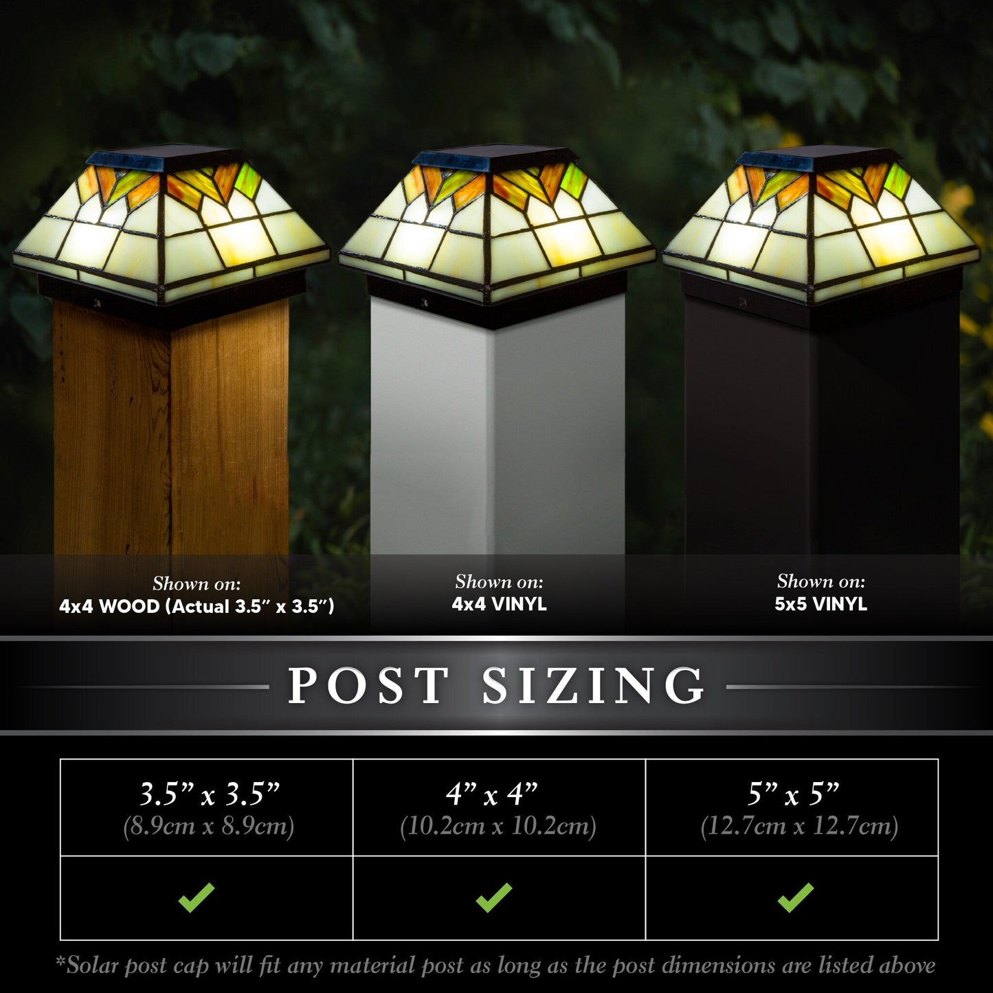 Classy Caps 5-in x 5-in 10-Lumen 1-Watt Stained Glass Solar LED Outdoor Post Cap Light (4100 K)