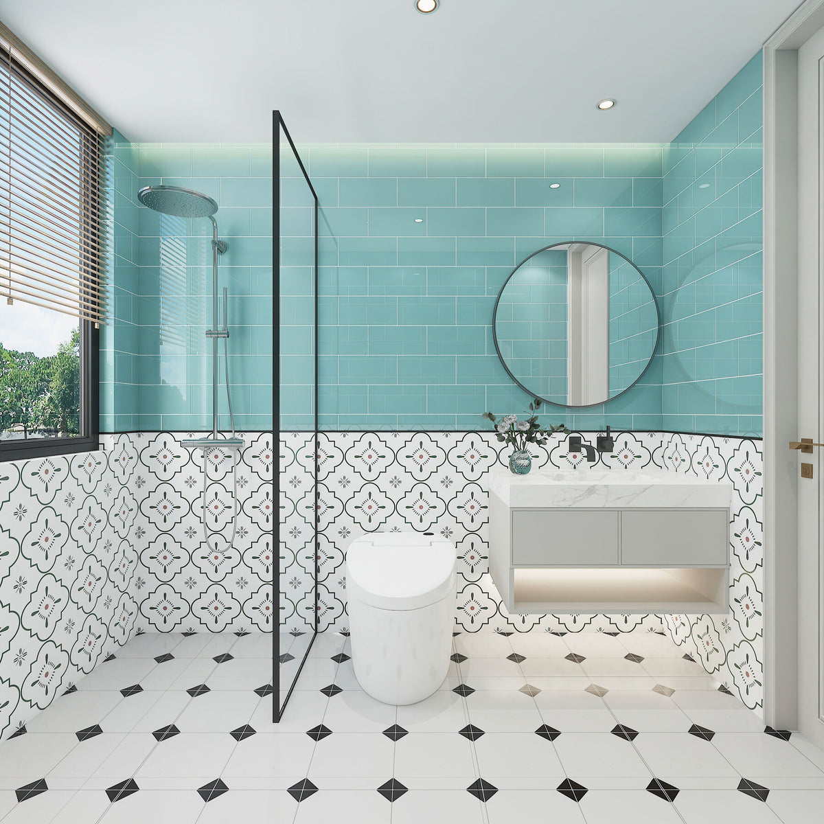 Giorbello Classic Premium Teal 6-in x 12-in Glossy Glass Subway Wall Tile (5-sq. ft/ Carton)