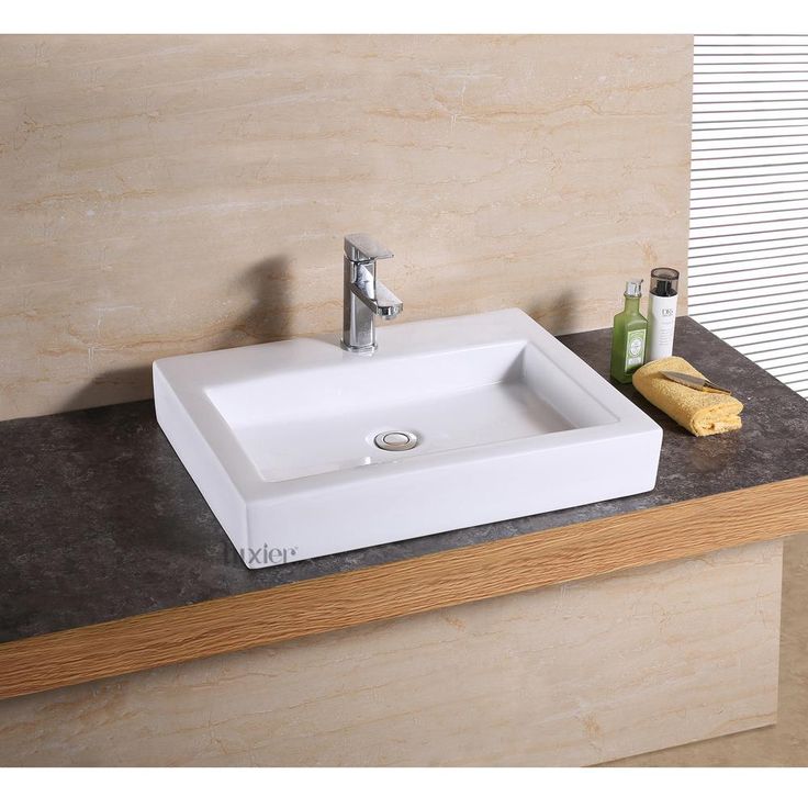 LUXIER Rectangular Bathroom Ceramic Vessel Sink Art Basin in White