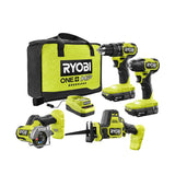 ONE+ 18V Brushless Cordless 4-Tool Combo Kit with (2) 2.0 Ah Batteries, Charger, Bag w/Free Jig Saw