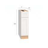 Diamond Express Jamestown 9-in W x 34.5-in H x 24-in D White 1-Drawer Base Fully Assembled Plywood Cabinet (Recessed Panel Shaker Style)