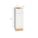 Diamond Express Jamestown 12-in W x 34.5-in H x 24-in D White 1-Drawer Base Fully Assembled Plywood Cabinet (Recessed Panel Shaker Style)