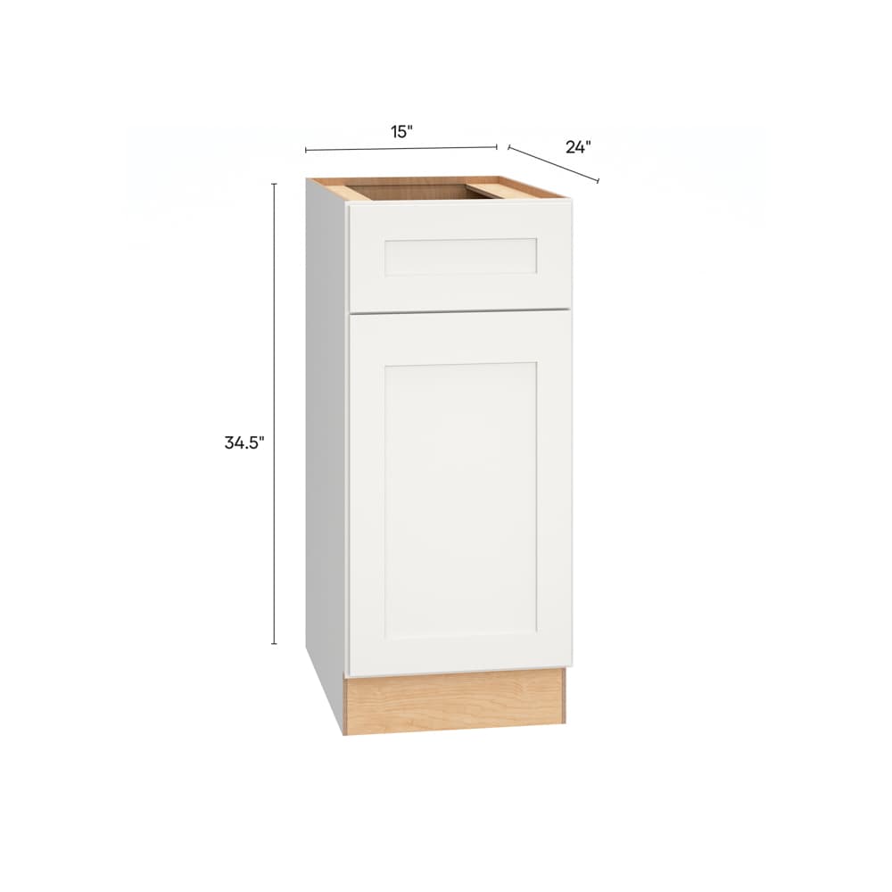 Diamond Express Jamestown 15-in W x 34.5-in H x 24-in D White 1-Drawer Base Fully Assembled Plywood Cabinet (Recessed Panel Shaker Style)