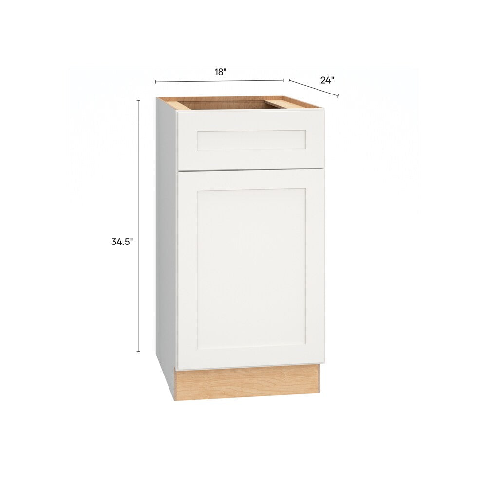 Diamond Express Jamestown 18-in W x 34.5-in H x 24-in D White 1-Drawer Base Fully Assembled Plywood Cabinet (Recessed Panel Shaker Style)
