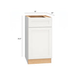 Diamond Express Jamestown 18-in W x 34.5-in H x 24-in D White 1-Drawer Base Fully Assembled Plywood Cabinet (Recessed Panel Shaker Style)