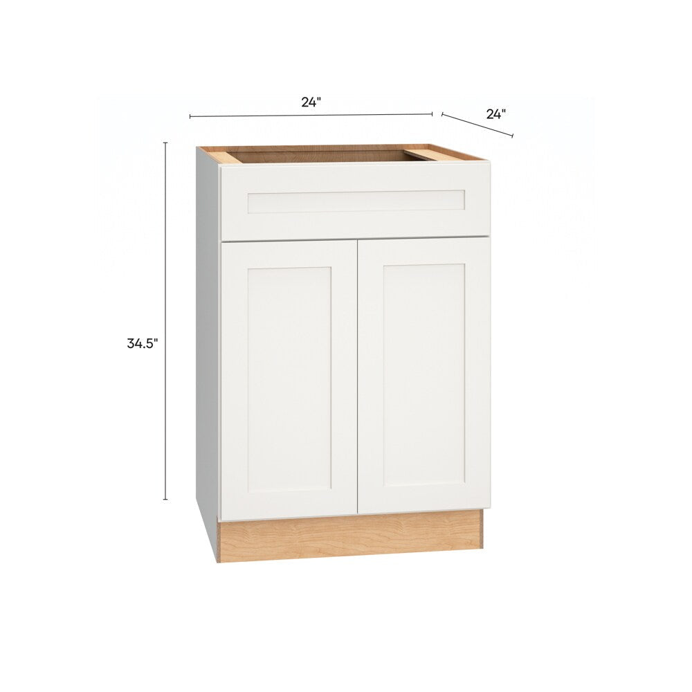 Diamond Express Jamestown 24-in W x 34.5-in H x 24-in D White 1-Drawer Base Fully Assembled Plywood Cabinet (Recessed Panel Shaker Style)