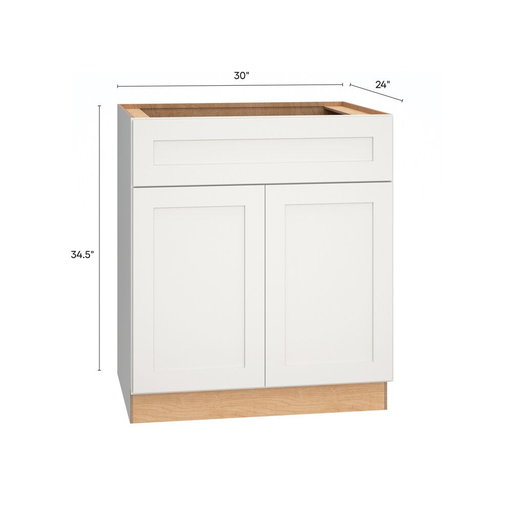 Diamond Express Jamestown 30-in W x 34.5-in H x 24-in D White 1-Drawer Base Fully Assembled Plywood Cabinet (Recessed Panel Shaker Style)