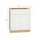 Diamond Express Jamestown 30-in W x 34.5-in H x 24-in D White 1-Drawer Base Fully Assembled Plywood Cabinet (Recessed Panel Shaker Style)