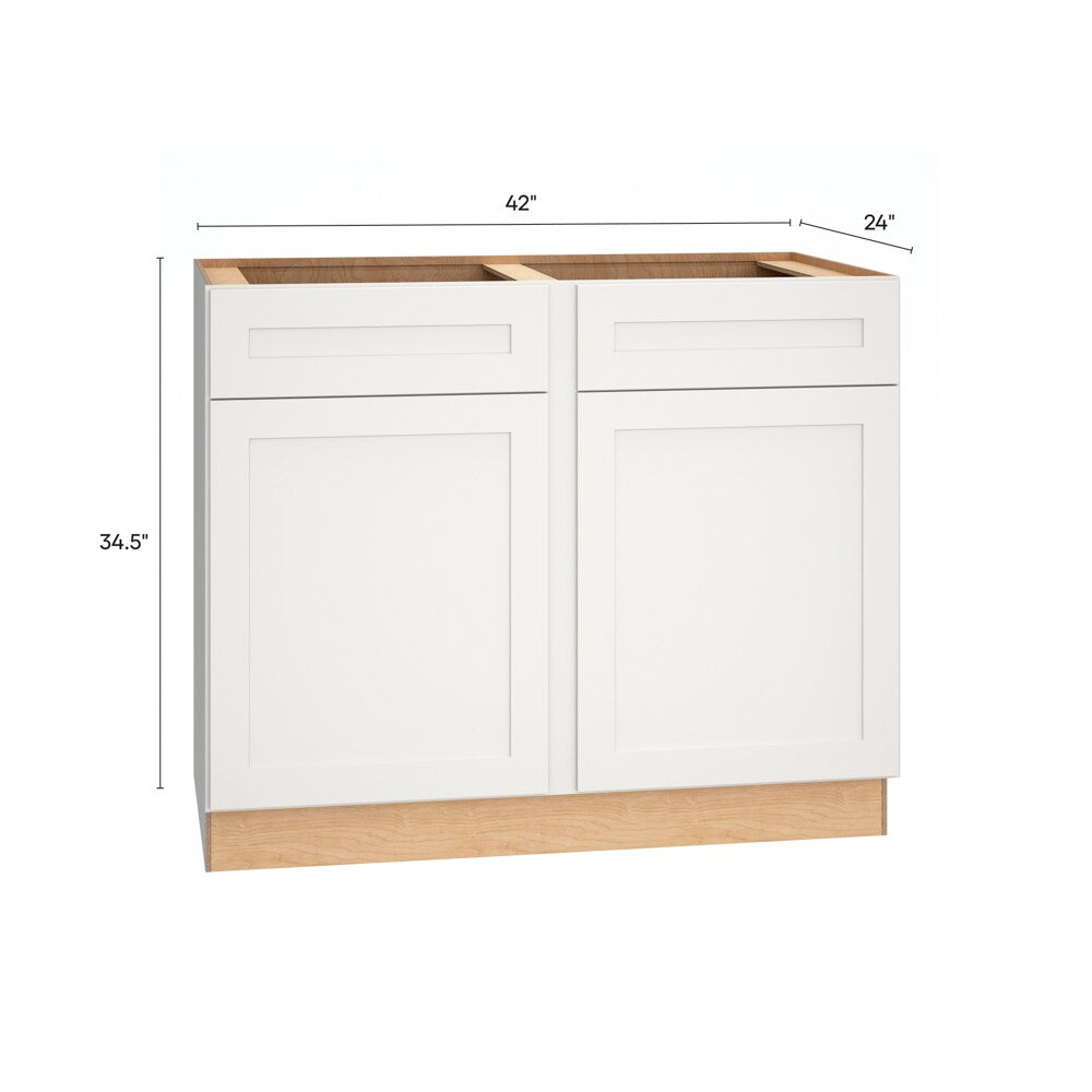 Diamond Express Jamestown 42-in W x 34.5-in H x 24-in D White 1-Drawer Base Fully Assembled Plywood Cabinet (Recessed Panel Shaker Style)