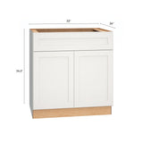 Diamond Express Jamestown 33-in W x 34.5-in H x 24-in D White 1-Drawer Base Fully Assembled Plywood Cabinet (Recessed Panel Shaker Style)