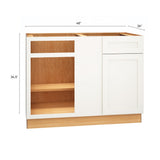 Diamond Express Jamestown 48-in W x 34.5-in H x 24-in D White Blind 1-Drawer Corner Base Fully Assembled Plywood Cabinet (Recessed Panel Shaker Style)