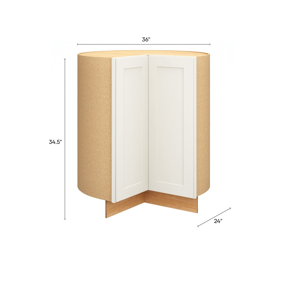 Diamond Express Jamestown 36-in W x 34.5-in H x 24-in D White Lazy Susan Corner Base Fully Assembled Plywood Cabinet (Recessed Panel Shaker Style)