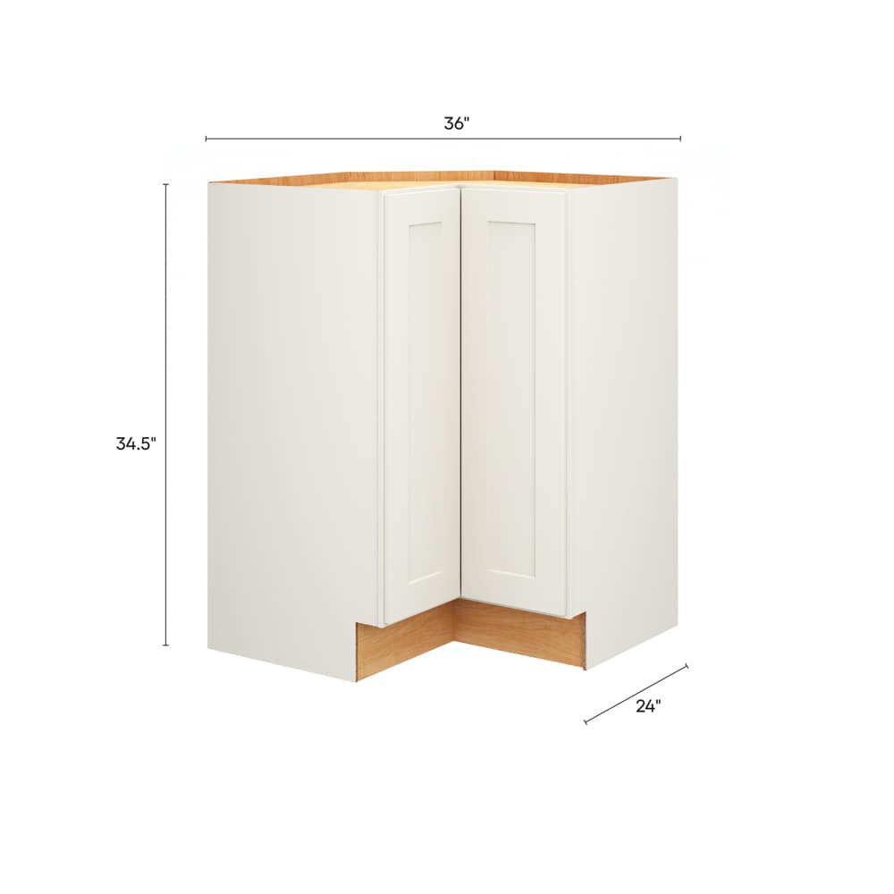 Diamond Express Jamestown 36-in W x 34.5-in H x 24-in D White L-shaped Corner Base Fully Assembled Plywood Cabinet (Recessed Panel Shaker Style)