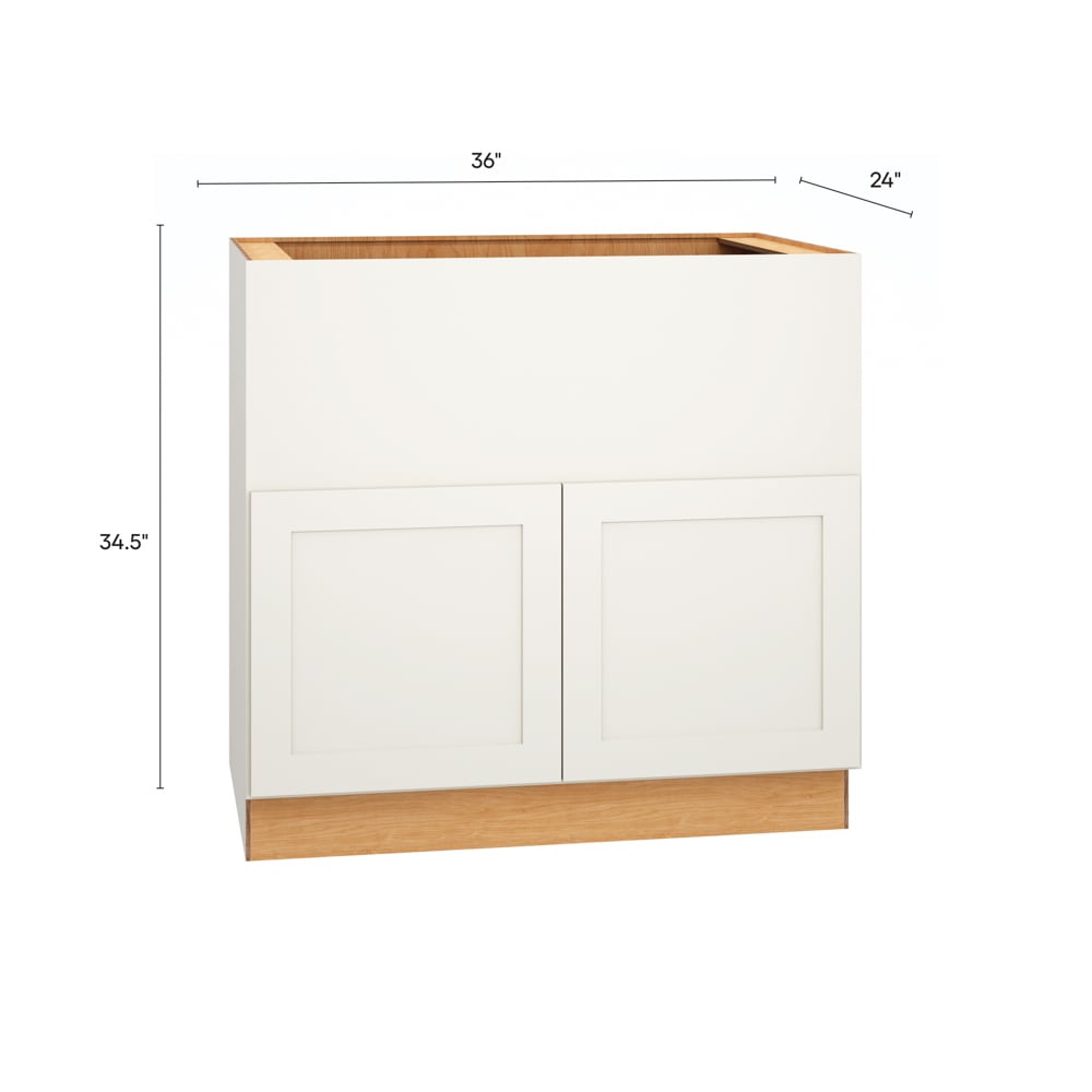Diamond Express Jamestown 36-in W x 34.5-in H x 24-in D White Apron Front Sink Base Fully Assembled Plywood Cabinet (Recessed Panel Shaker Style)
