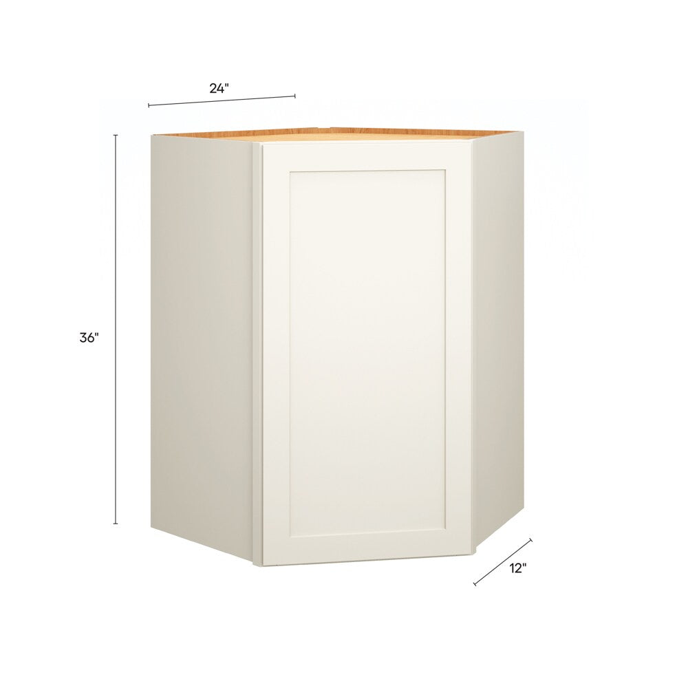 Diamond Express Jamestown 36-in W x 36-in H x 24-in D White Diagonal Corner Wall Fully Assembled Plywood Cabinet (Recessed Panel Shaker Style)