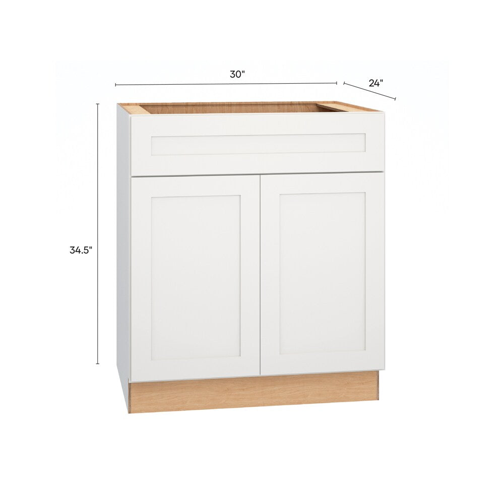 Diamond Express Jamestown 30-in W x 34.5-in H x 24-in D White Sink Base Fully Assembled Plywood Cabinet (Recessed Panel Shaker Style)