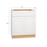 Diamond Express Jamestown 30-in W x 34.5-in H x 24-in D White Sink Base Fully Assembled Plywood Cabinet (Recessed Panel Shaker Style)