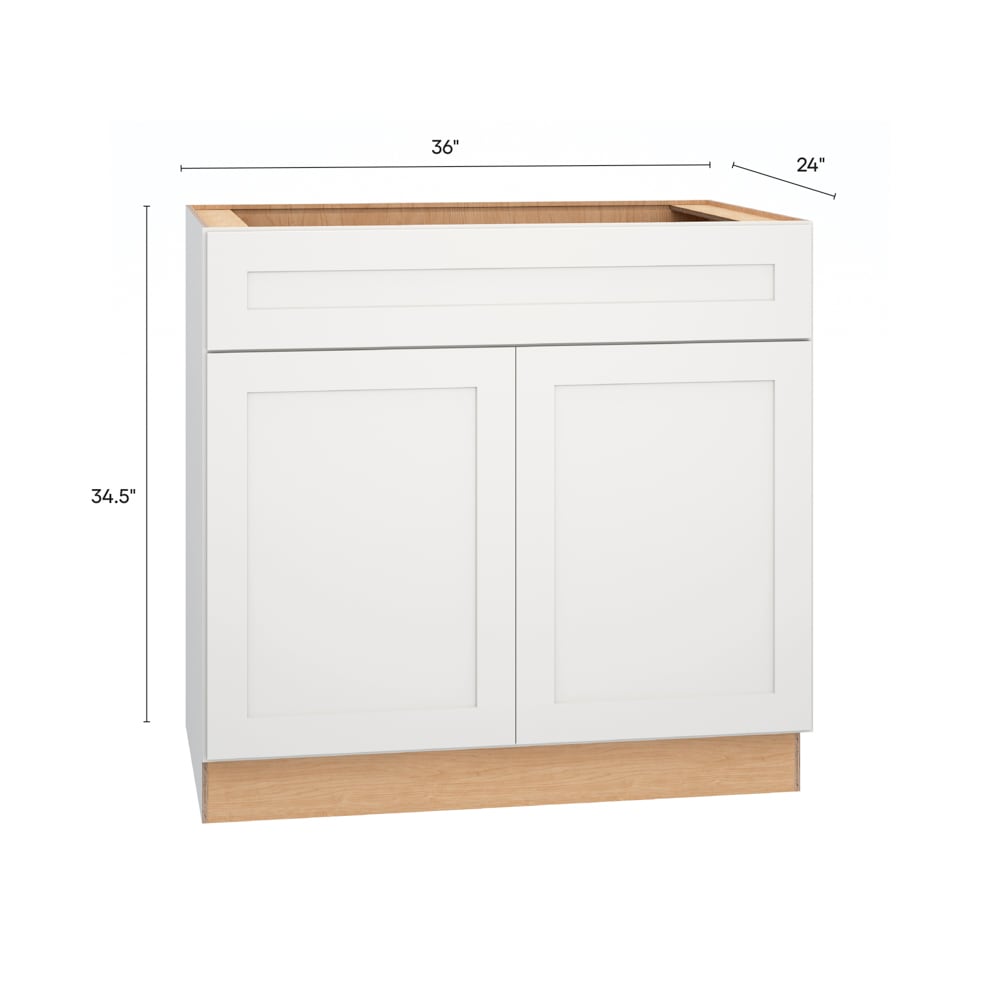 Diamond Express Jamestown 36-in W x 34.5-in H x 24-in D White Sink Base Fully Assembled Plywood Cabinet (Recessed Panel Shaker Style)