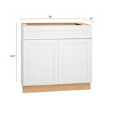Diamond Express Jamestown 36-in W x 34.5-in H x 24-in D White Sink Base Fully Assembled Plywood Cabinet (Recessed Panel Shaker Style)