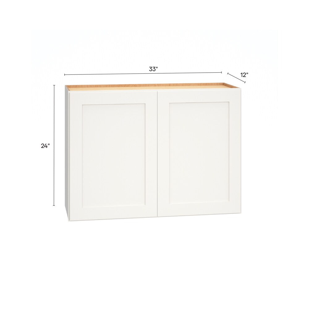 Diamond Express Jamestown 33-in W x 24-in H x 12-in D White Wall Fully Assembled Plywood Cabinet (Recessed Panel Shaker Door Style)