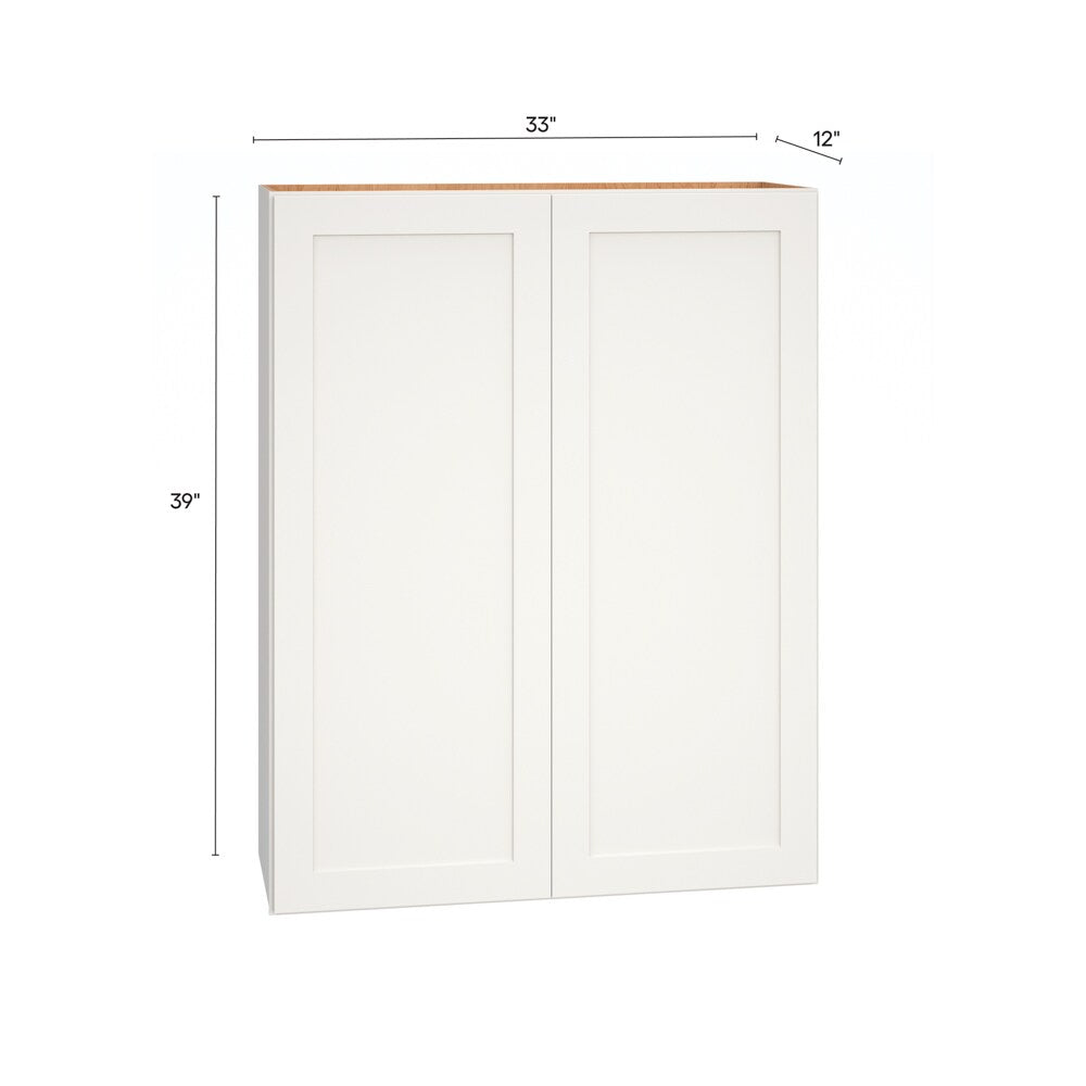 Diamond Express Jamestown 33-in W x 42-in H x 12-in D White Wall Fully Assembled Plywood Cabinet (Recessed Panel Shaker Door Style)