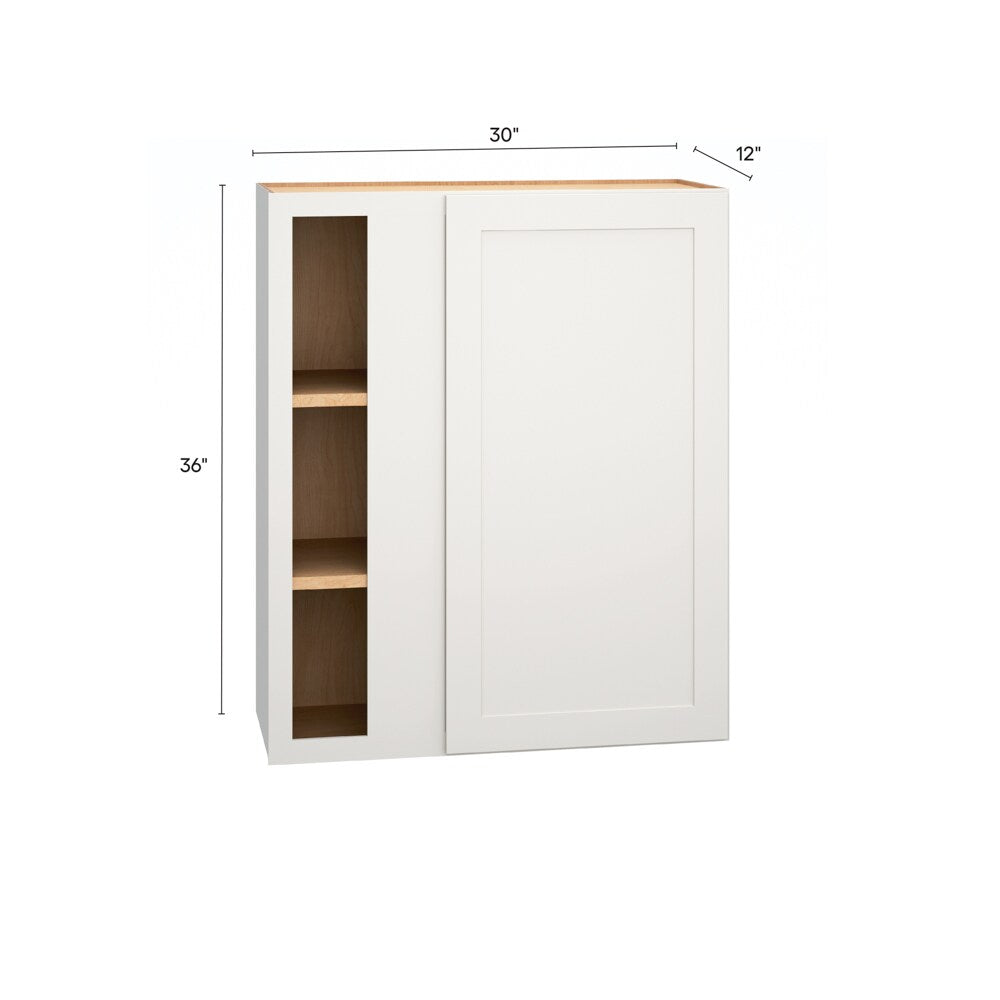 Diamond Express Jamestown 30-in W x 36-in H x 12-in D White Blind Corner Wall Fully Assembled Plywood Cabinet (Recessed Panel Shaker Style)