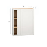 Diamond Express Jamestown 30-in W x 36-in H x 12-in D White Blind Corner Wall Fully Assembled Plywood Cabinet (Recessed Panel Shaker Style)