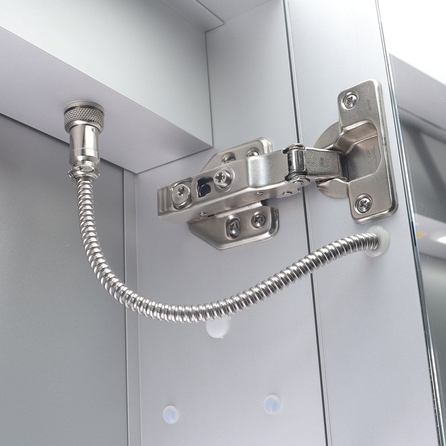 ExBrite 48-in x 32-in Lighted LED Fog Free Surface/Recessed Mount Silver Mirrored Soft Close Medicine Cabinet with Outlet
