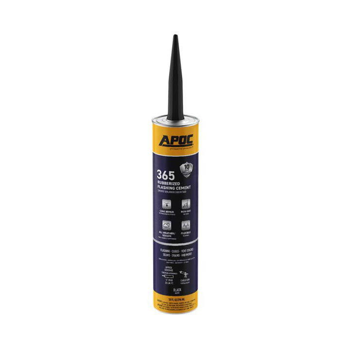 APOC 365 Fibered Rubberized Asphalt Roof/Flashing Cement, 10-oz Tube (Black)