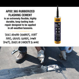 APOC 365 Fibered Rubberized Asphalt Roof/Flashing Cement, 10-oz Tube (Black)