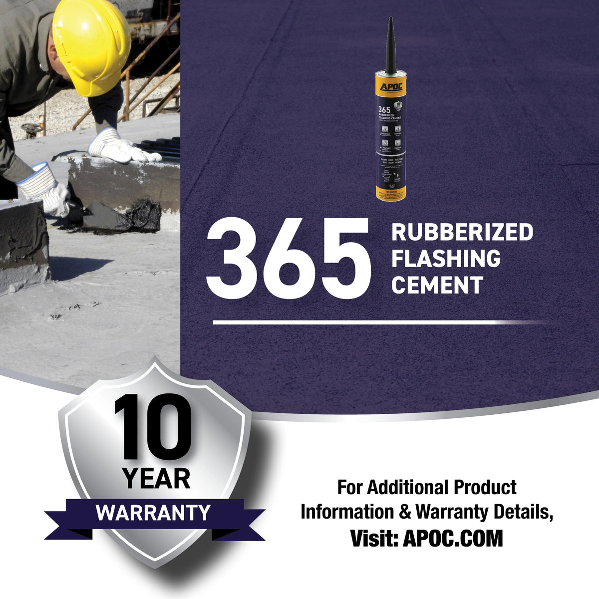 APOC 365 Fibered Rubberized Asphalt Roof/Flashing Cement, 10-oz Tube (Black)