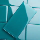 Giorbello Classic Premium Dark Teal 6-in x 12-in Glossy Glass Subway Wall Tile (5-sq. ft/ Carton)