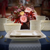 Ivory Lotus 16-Piece Traditional White Stoneware Dinnerware Set (Service for 4)