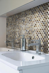 Apollo Tile (Sample) Majeste Brown 4-in x 4-in Glossy Glass Penny Round Mosaic Floor and Wall Tile