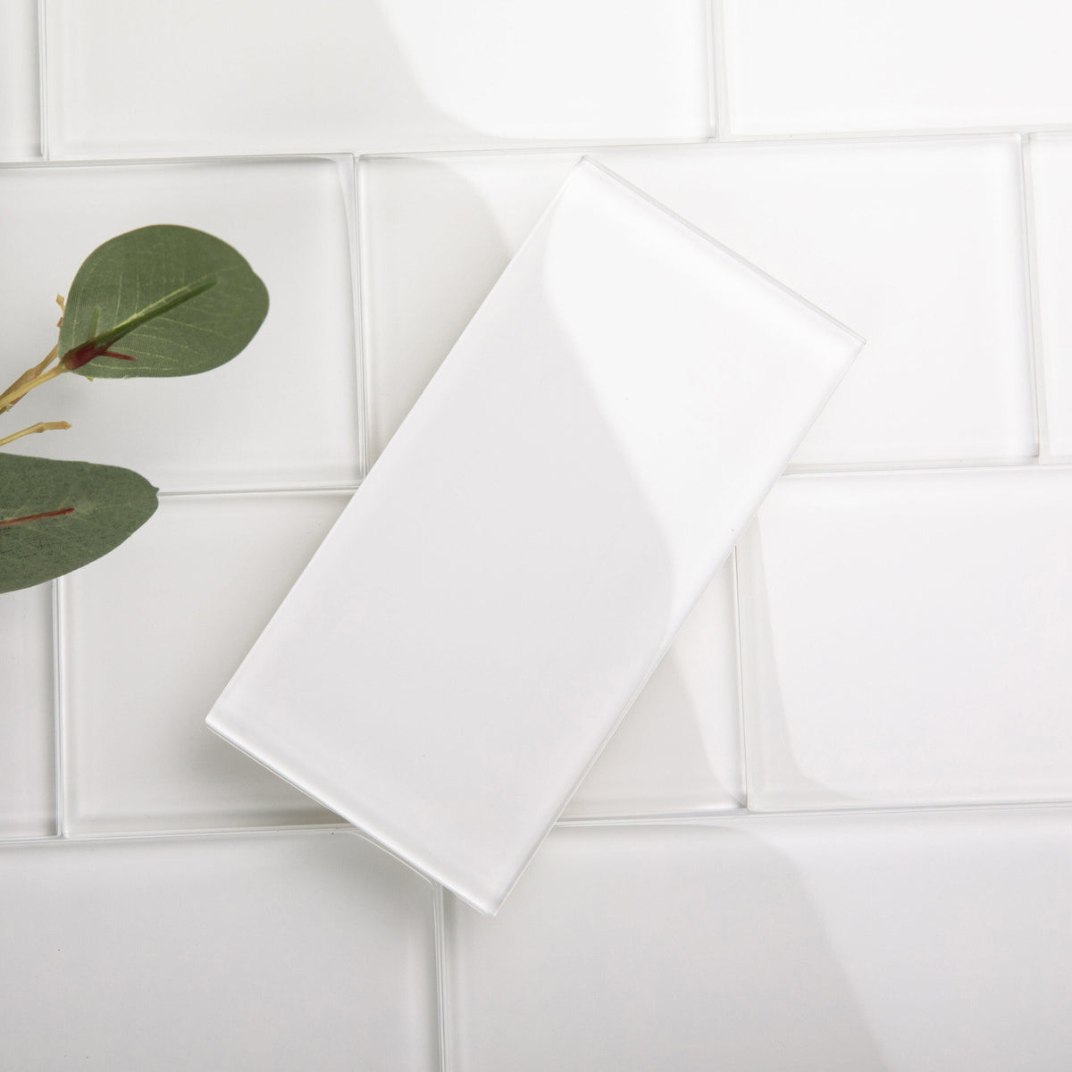 Giorbello Classic Premium Alabaster White 6-in x 12-in Glossy Glass Subway Wall Tile (5-sq. ft/ Carton)