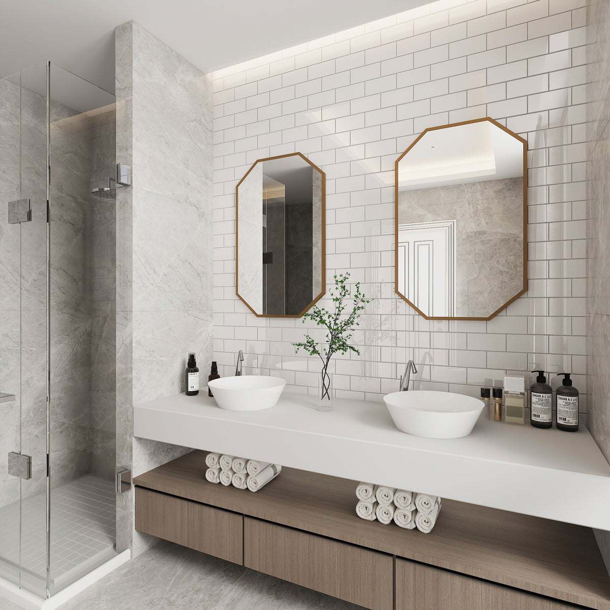 Giorbello Classic Premium Agreeable Gray 3-in x 6-in Glossy Glass Subway Wall Tile (5-sq. ft/ Carton)