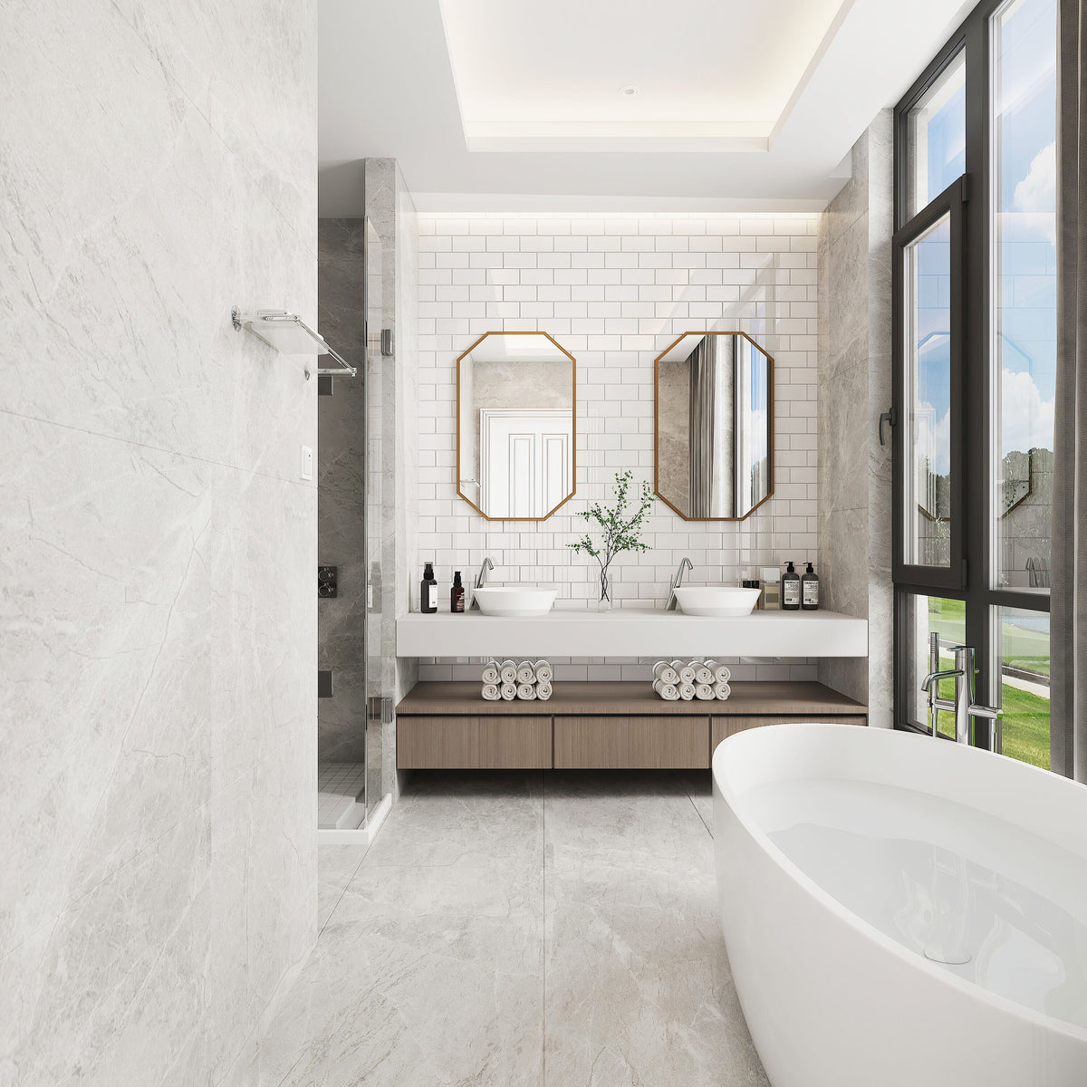 Giorbello Classic Premium Agreeable Gray 3-in x 6-in Glossy Glass Subway Wall Tile (5-sq. ft/ Carton)