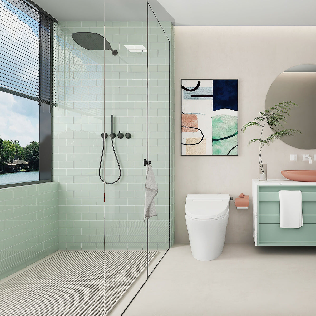 Giorbello (Sample) 3x6 glass subway tiles Winter Sage 3-in x 6-in Glossy Glass Brick Subway Wall Tile