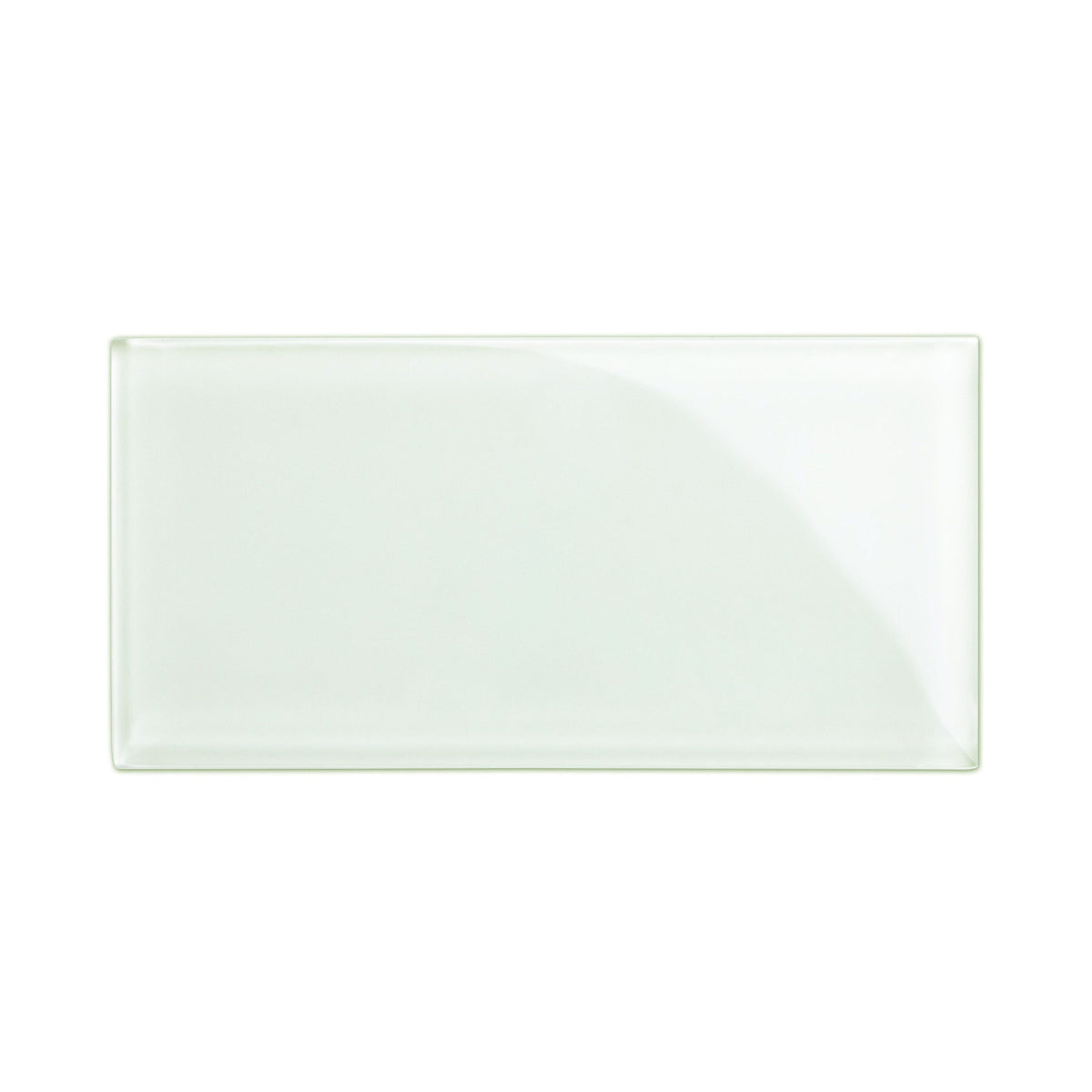 Giorbello (Sample) 6x12 glass subway tiles Dove White 6-in x 12-in Glossy Glass Brick Subway Wall Tile