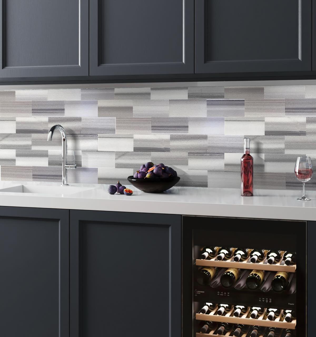 Apollo Tile (Sample) Large Format Tile and Trims Gray 3-in x 6-in Honed Marble Subway Floor and Wall Tile