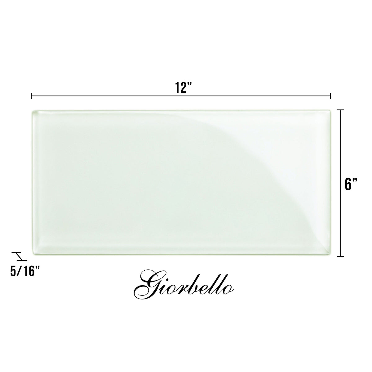 Giorbello (Sample) 6x12 glass subway tiles Dove White 6-in x 12-in Glossy Glass Brick Subway Wall Tile