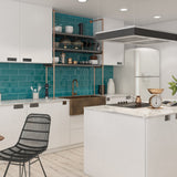 Giorbello Classic Premium Dark Teal 3-in x 9-in Glossy Glass Subway Wall Tile (5-sq. ft/ Carton)