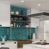 Giorbello Classic Premium Dark Teal 3-in x 9-in Glossy Glass Subway Wall Tile (5-sq. ft/ Carton)
