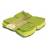 Knitted Set of 6 Kitchen Dishcloths, Leaf Green